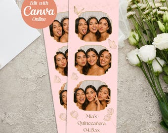 Quinceanera Photo Booth Template Canva, anpassbares digitales Design für unvergessliche Partyfeiern
