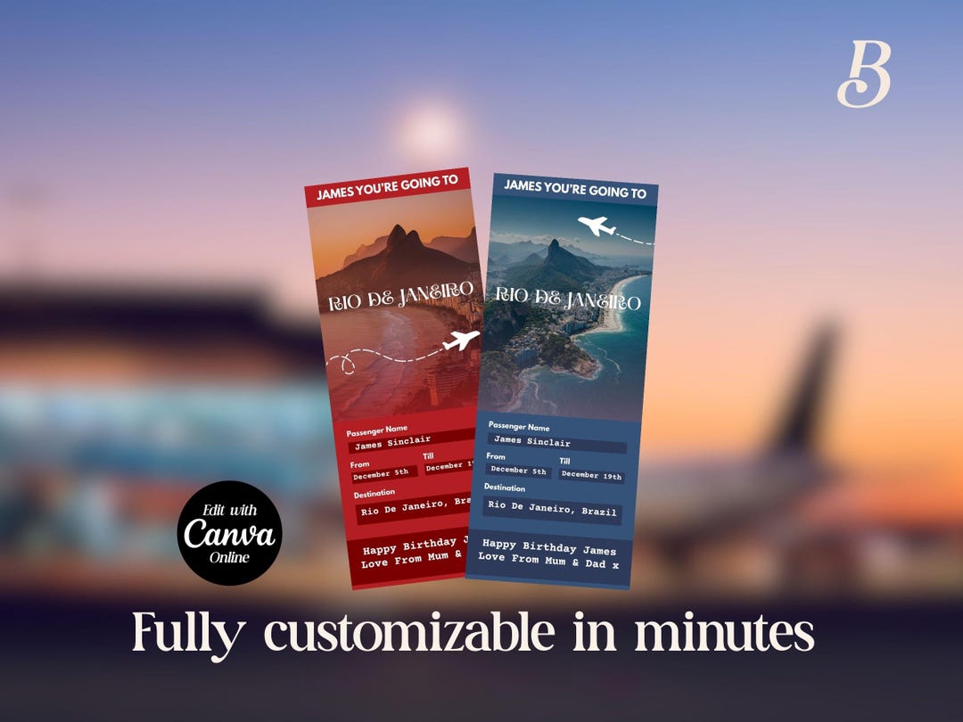 Editable Rio De Janeiro Boarding Pass: Brazil Surprise Trip Reveal ...