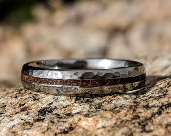 Dinosaur Bone Wedding Band Fossil Ring Made With Aerospace Grade Titanium Tyrannosaurus Rex T-Rex