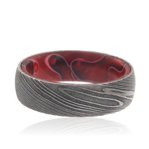 Damascus Steel Ring Wedding Band Fire Forged Authentic Damascus