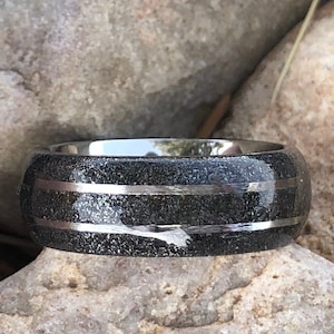 Gibeon Meteorite Wedding Band Stardust Rings - 8mm Authentic Genuine Gibeon Meteorite Rings