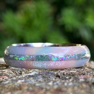 Anillo de diamantes fundidos, anillo de ópalo, anillo personalizado hecho en EE. UU., alianza de cobalto.