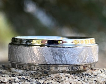 Gibeon Meteorite Wedding Band, Custom Meteorite Ring, Handmade Authentic USA Made
