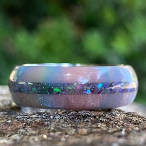 Anillo de bodas DiamondCast, anillos de ópalo, hechos en EE. UU., anillos personalizados de color rosa, alianza de boda