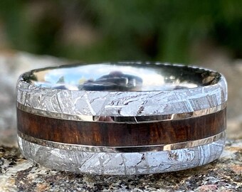 Gibeon Meteorite Wedding Band Custom Mens Rings 9mm Wide Meteorite Ring