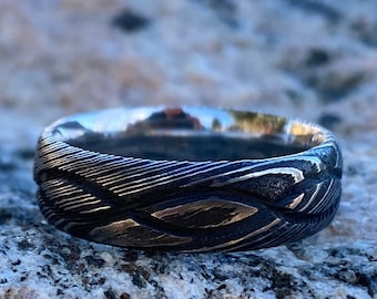 Damascus Steel Wedding Band Infinity Wedding Ring USA Made