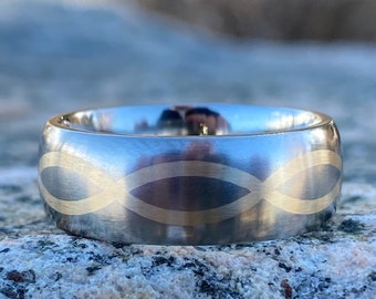 Titanium Infinity Wedding Band Mens Titanium Ring Mens Wedding