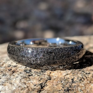 Gibeon Meteorite Wedding Band Stardust Rings - 6mm Authentic Genuine Gibeon Meteorite Rings