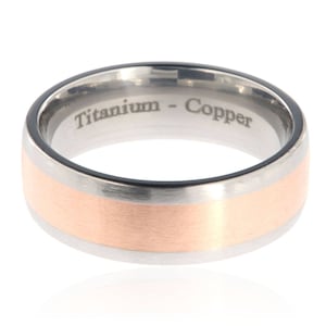 Copper Ring Titanium Wedding Ring Copper Inlay Ring Titanium Wedding Band Titanium Wedding Ring Copper Jewelry Wedding Ring: 7HR14G-Copper