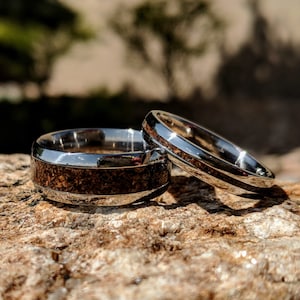 Tyrannosaurus Rex T-Rex Dinosaur Bone Fossil Ring His & Her Set Made With Aerospace Grade Titanium