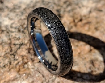 Authentic Gibeon Meteorite Stardust Wedding Bands - Handcrafted Luxury