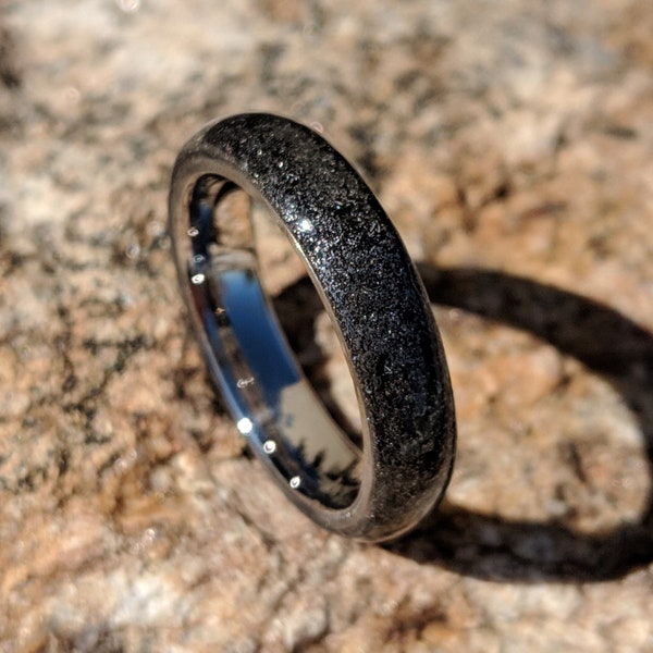 Authentic Gibeon Meteorite Stardust Wedding Bands - Handcrafted Luxury