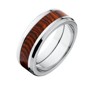 New Cocobolo Wood Rings, Exotic Hard Wood Wedding Band w/ Comfort Fit: 8B_Cocobolo Wood