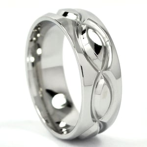 New 8mm INFINTITY Cobalt Men's Ring, Modern Infinity Jewelry Wedding Ring : COB-8HRP-INFINITY-T8 image 1