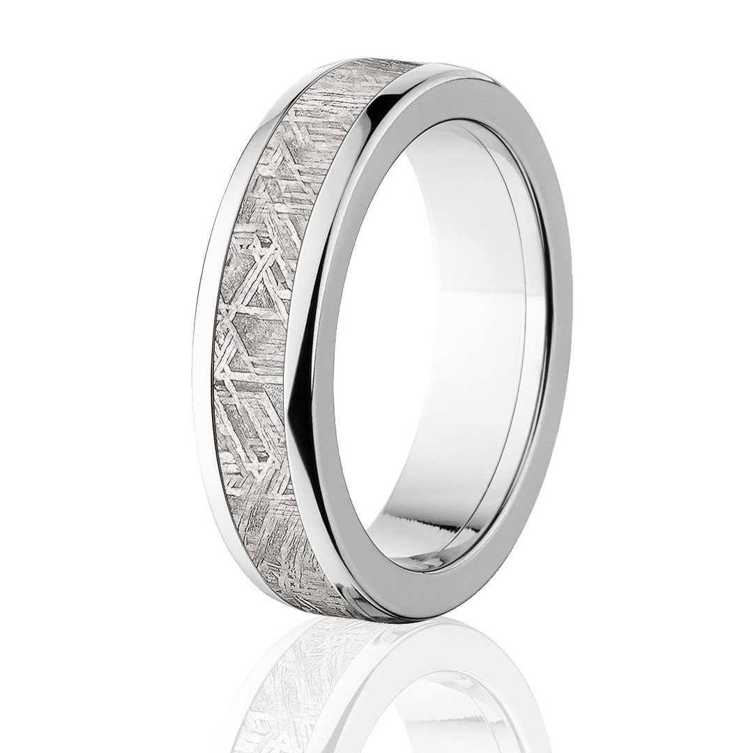 Titanium Rondeau New 6mm Wide Half Round Titanium Ring With Gibeon Meteorite - 6hr ...