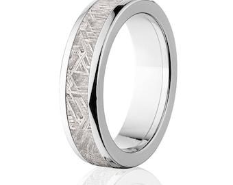 New 6mm Wide Half Round Titanium Ring with Gibeon Meteorite - 6HR-Meteorite