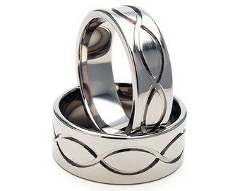 Anillos de boda de titanio con diseño de infinito tallado para él y para ella: 9FP.7FP-T1-INFINITY