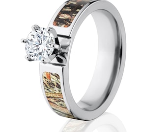 Bague de fiançailles camouflage à l'aveuglette Mossy Oak, alliances officielles fabriquées aux États-Unis