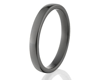 Strong Wedding Rings, Black Wedding Bands, Premium Black Zirconium Ring: BZ-3F-P