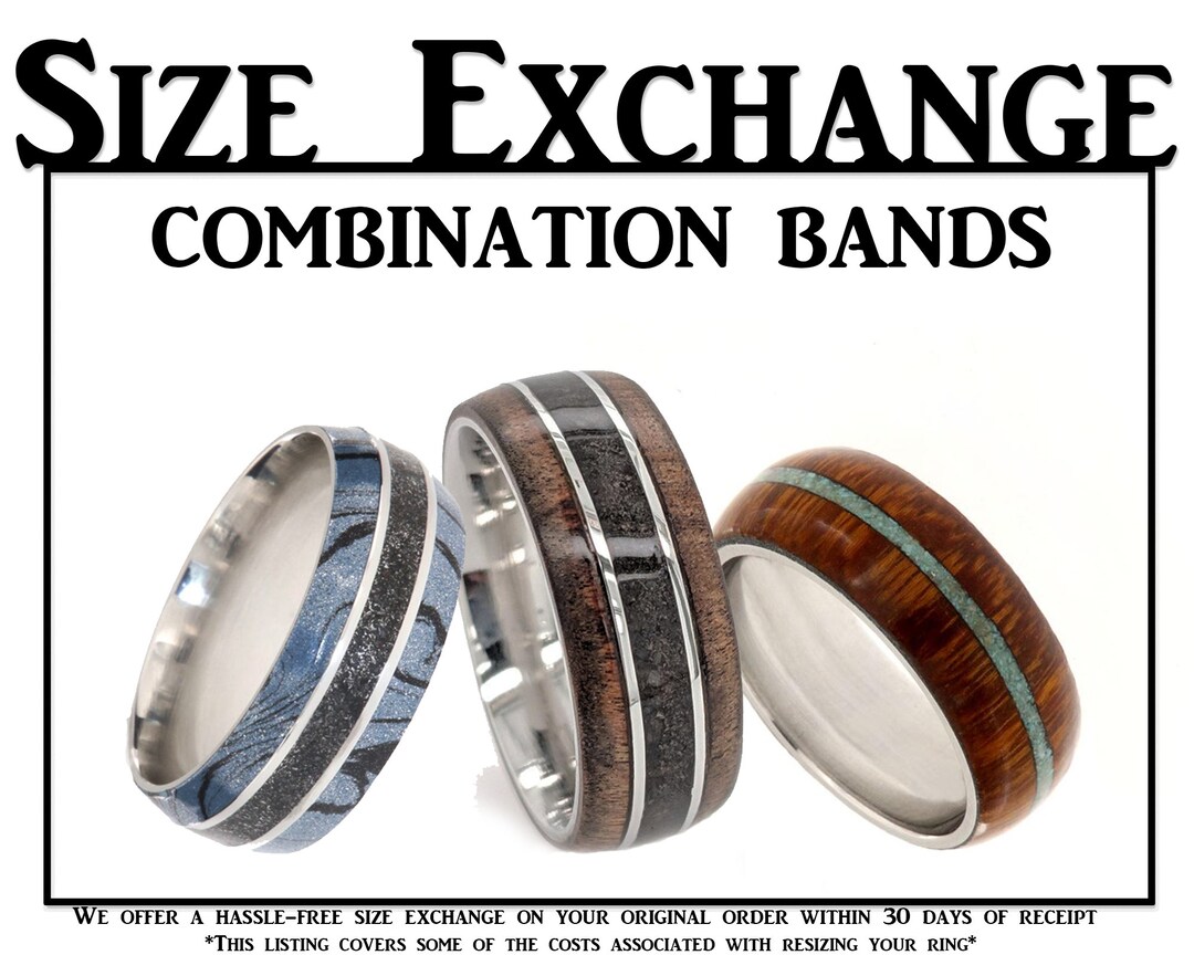 Combination Band Size Exchange Etsy UK