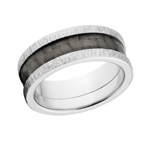 Anillo de fibra de carbono de 8 mm con acabado de corteza de árbol, 8 mm-TI TB, fabricado en EE. UU.: Anillo de fibra de carbono