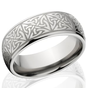 Cobalt Chrome Celtic Wedding Ring, Laser Cut Design Band, Handmade Comfort Fit