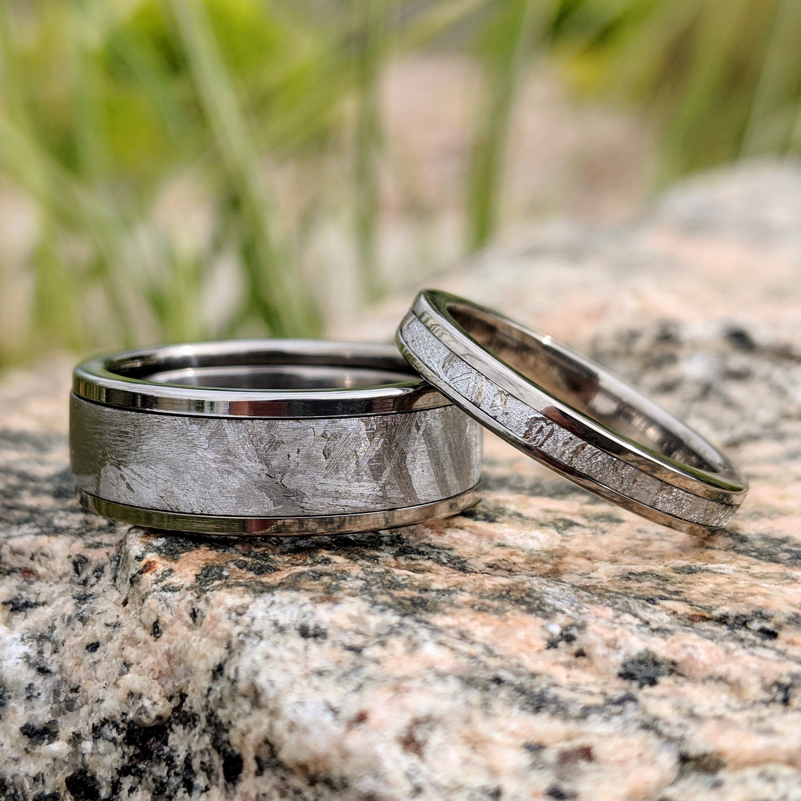 Meteorite Ring in Wedding Band -