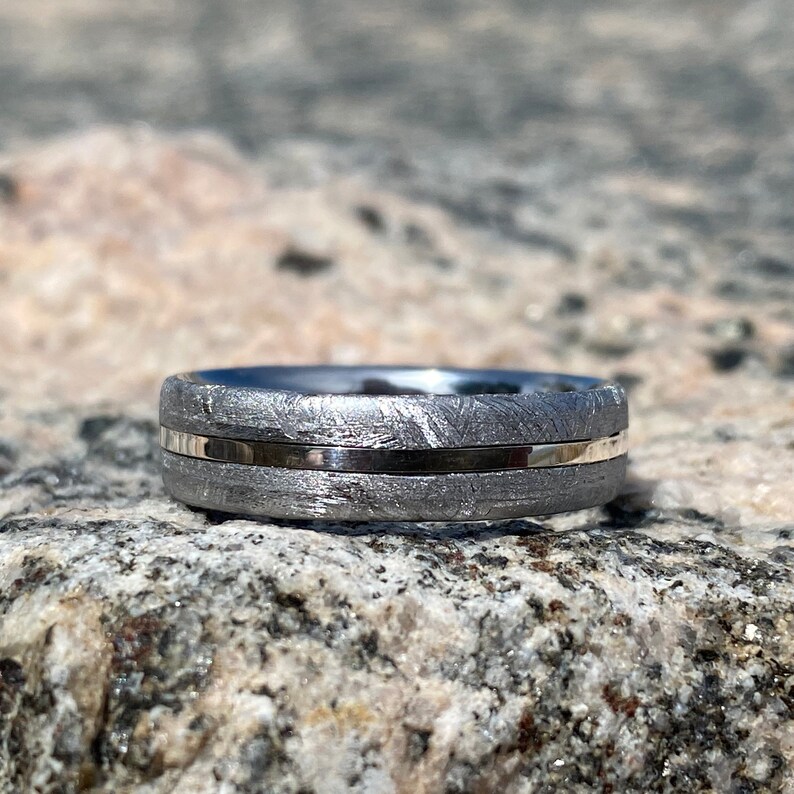 Gibeon Meteorite Wedding Band Custom Mens Rings 6mm Wide | Etsy
