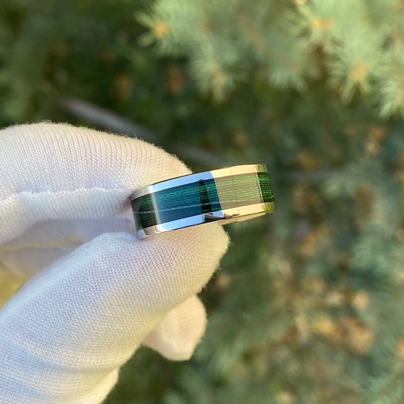 Bushcraft Coltello Anello Nuziale Mimetico Per Uomo In Titanio Argento - Design Foresta/quercia/muschio, Larghezza 8mm O 6mm Anello Quercia Muschio - Foto 13