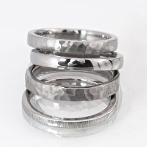 Titanringe, stapelbare Ringe nach Maß, Baumrindenrinde, Baumrindenrinde, Baumrindenrinde, Hochglanzpolitur: Stack-3HRHB-3FRock-3HRP-2HRTB