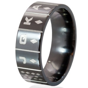 Set of Diamonds Card Black Zirconium Ring: BZ-8F-SetOfDiamonds-MS