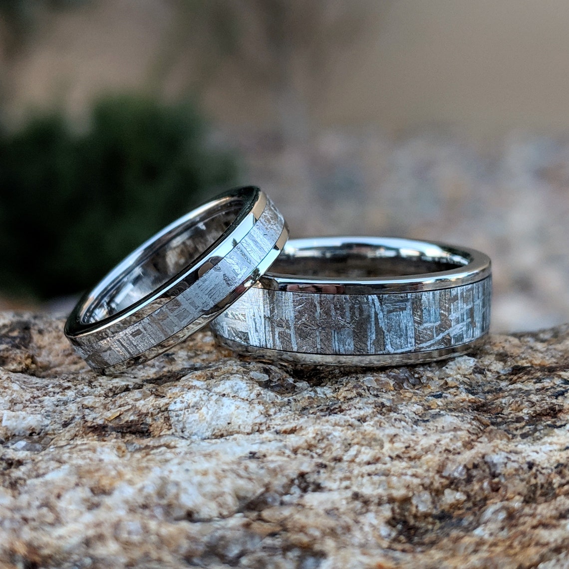 Meteorite Ring Wedding Ring Set Cobalt Chrome Ring Sleeve | Etsy