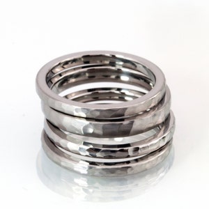 Custom Made Stackable Rings, Titanium Rings, 2mm Bands: 2FHB-2FHB-3FHB-2FHB
