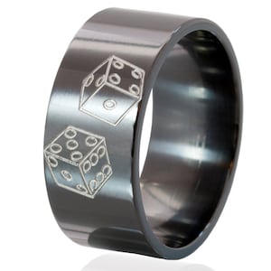 Rolling Dice Black Zirconium Ring: BZ-10F-RollingDice-MS