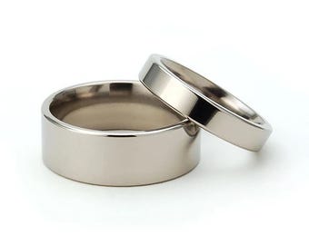 New His And Hers Wedding Band Set - Titanium Rings:  8FP.4FP