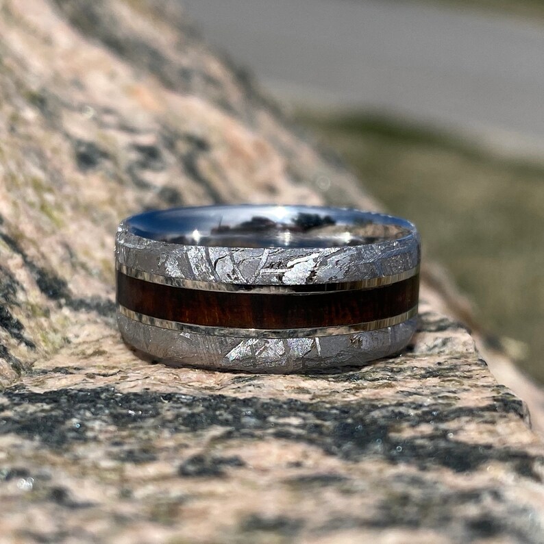 Gibeon Meteorite Wedding Band Custom Mens Rings 9mm Wide