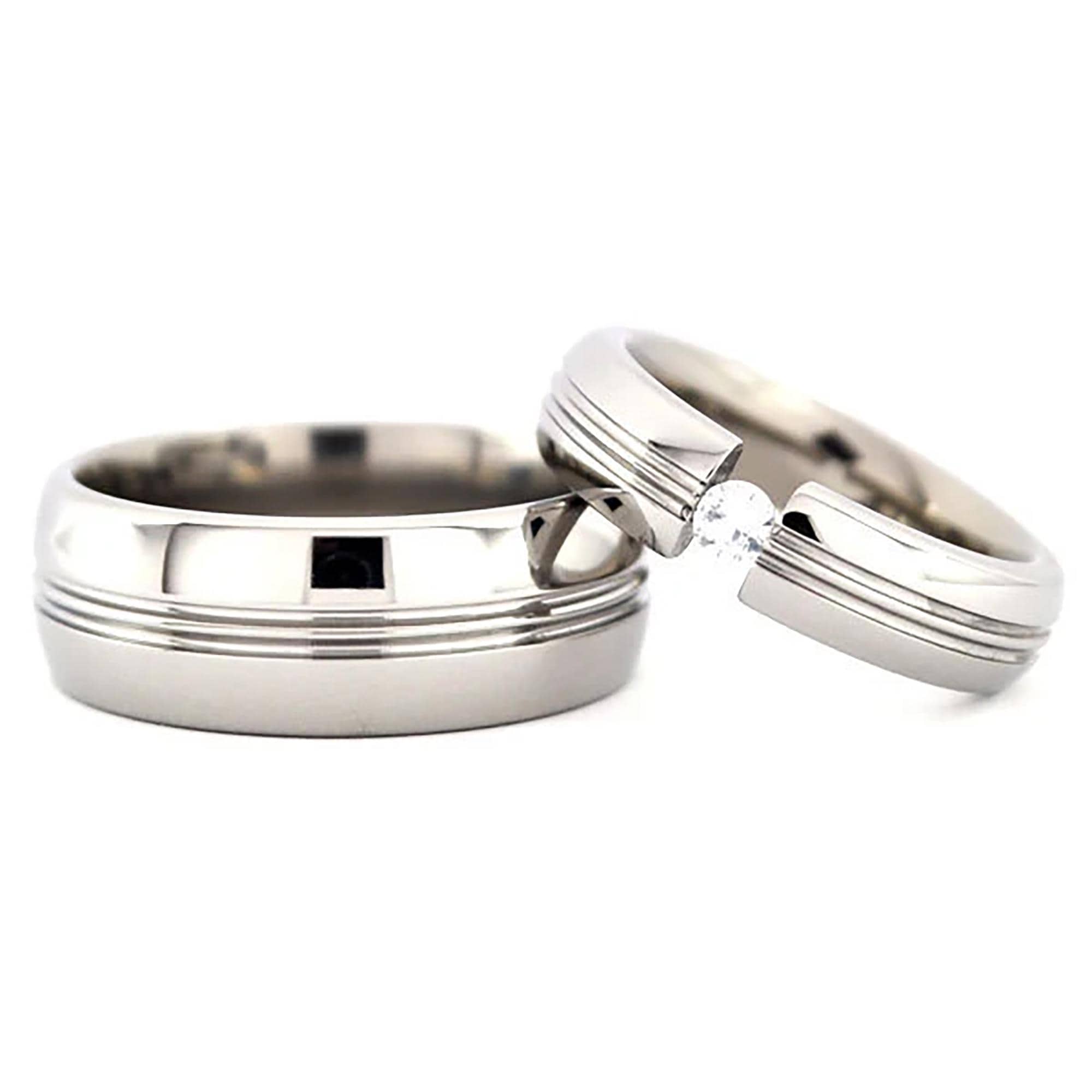 New Matching Titanium Wedding His and Her's Ring Set: 8HRCPP.5HRCPP New Matching Titanium Wedding His and Her's Ring Set: 8HRCPP.5HRCPP