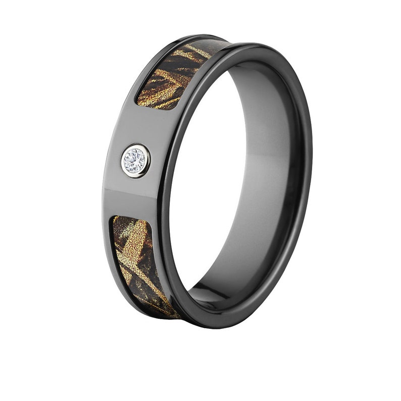 Black Zirconium RealTree Max5 Bezel Ring Bezel Engagement Ring Camo Ring Bezel Licensed Official RealTree Ring : 6F-BEZEL-MAX5 image 1