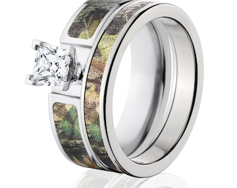 Parure nuptiale camouflage en titane avec Mossy Oak New Breakup : 6F14G1PCTW et 4HR_NewBreakup