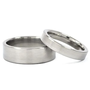 New His And Hers Wedding Band Set - Titanium Rings Matching Wedding Bands : 7F-B.4F-B