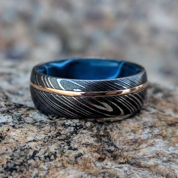 Blue steel wedding bands deals