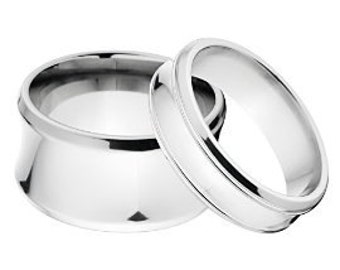 Cobalt Rings For Him And Her, Matching Wedding Rings, Cobalt Bands Wedding Ring Set : COB-12BCC - COB-6B2SGCC