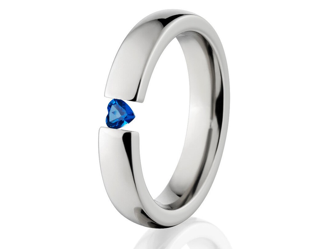 Timant Heart Set Tension Set Rings, Heart Blue Topaz, 4mm Titanium, 4hr-p-heart-tension ...