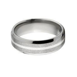 New 7mm Titanium Ring Sterling Silver Inlay Modern Ring 4-17 - Etsy