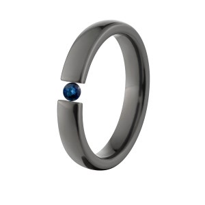 4mm Wide Black Zirconium Tension Set Ring - BZ-4HR-P-Tens