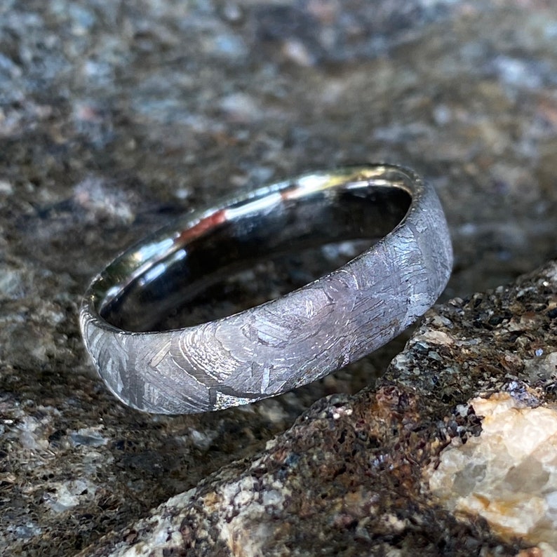 Meteorite Wedding Band 6mm Meteorite Ring Custom Meteorite Etsy