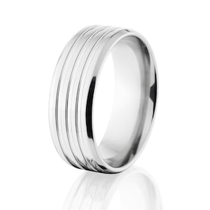 Cobalt Ring Wide Cobalt Wedding Band Custom USA Made Wedding Ring : CB-8B3G-P