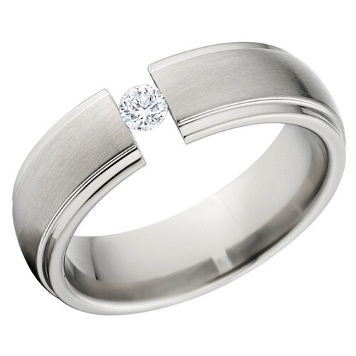 New shops 6mm Jewelry Band, Titanium CZ - 6HRRC-brush center-CZ