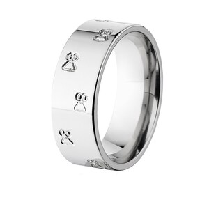 New 8mm Titanium Mountain Lion Track Ring  Hunting Tracks Titanium Animal Track Ring: 8F-MountainLionTrack