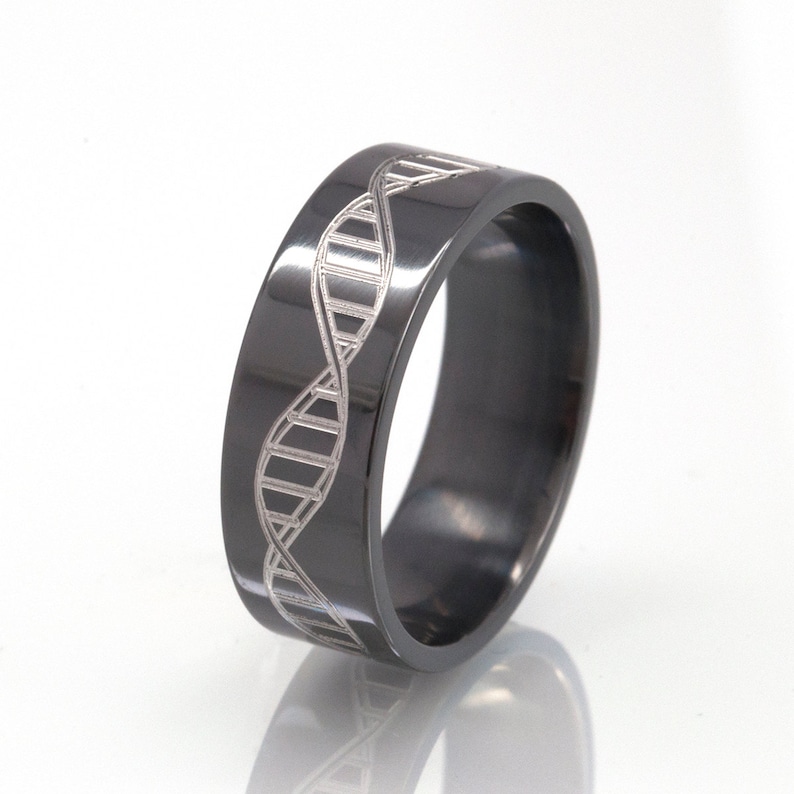 DNA Strand Ring Black Rings Black Wedding Bands Custom Etsy Canada